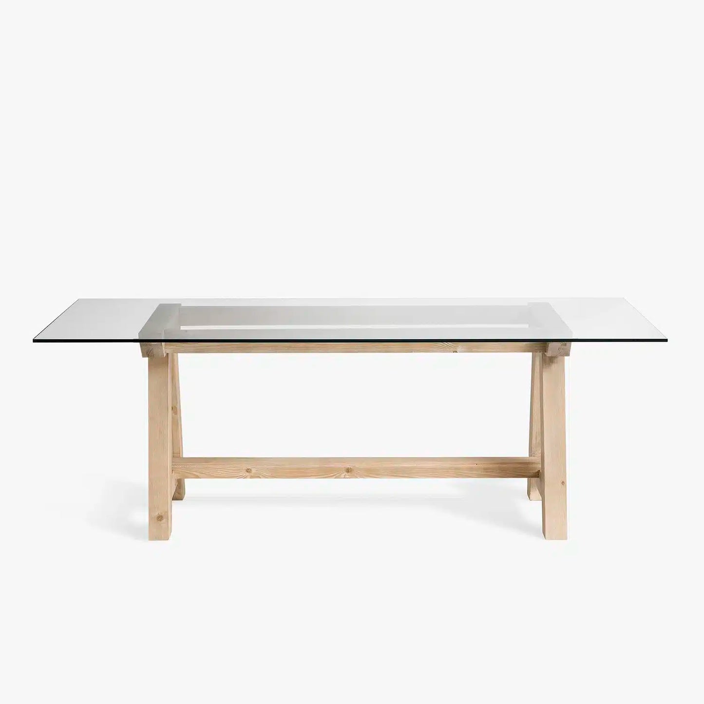 Mesa de comedor Maranello de vidrio en Madera Nativa Solida hecho en Chile