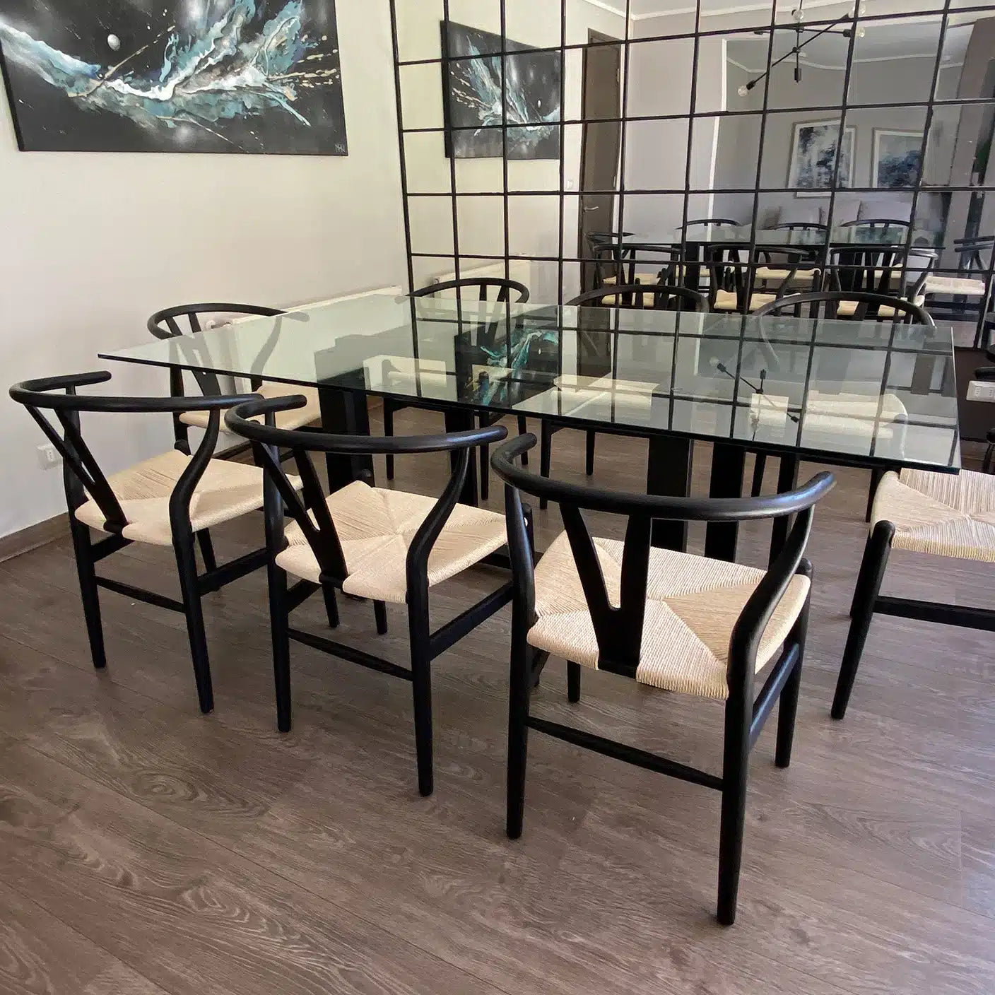 Mesa de comedor Pompeya de vidrio rectangular
