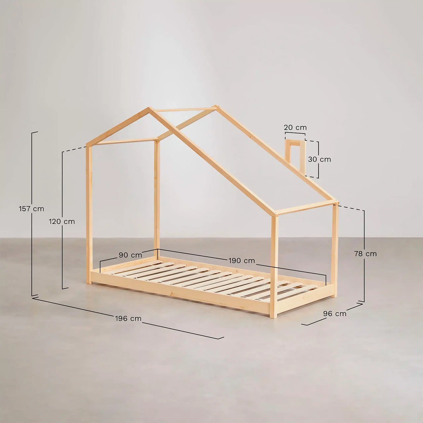 Cama Montessori Selvino de Madera Nativa Solida hecho en Chile