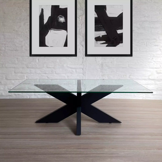 Mesa de Centro Montesilvao tope de vidrio y base en Madera Nativa Solida hecho en Chile