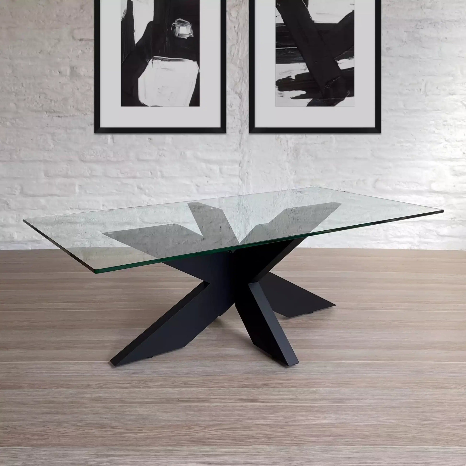 Mesa de Centro Montesilvao tope de vidrio y base en Madera Nativa Solida hecho en Chile