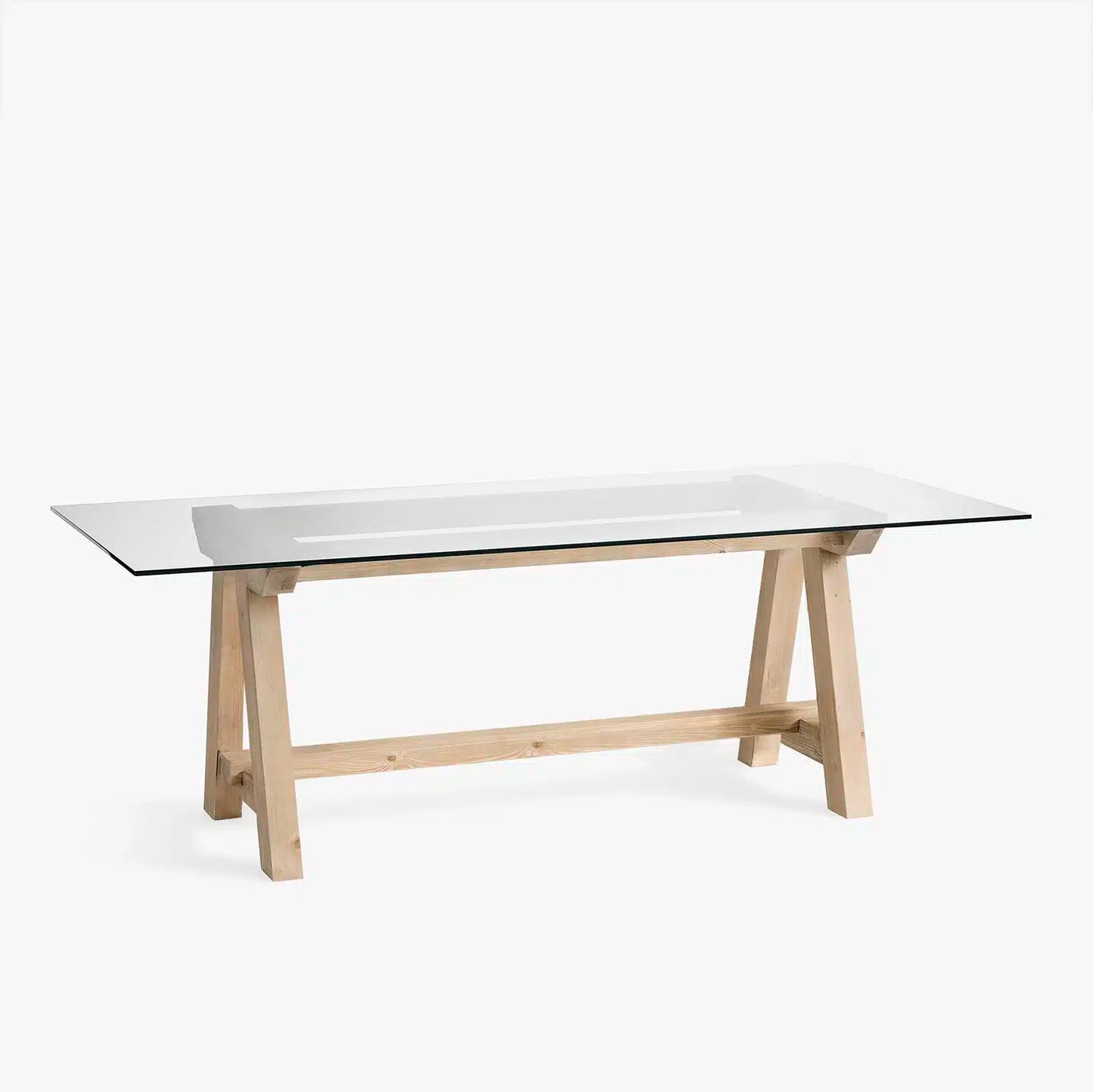 Mesa de comedor Maranello de vidrio en Madera Nativa Solida hecho en Chile