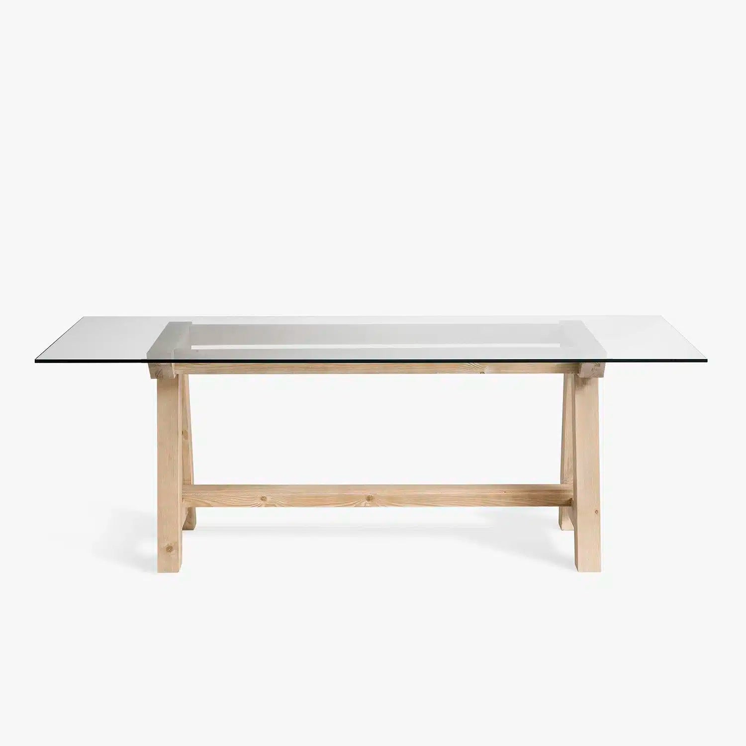 Mesa de comedor Maranello de vidrio en Madera Nativa Solida hecho en Chile