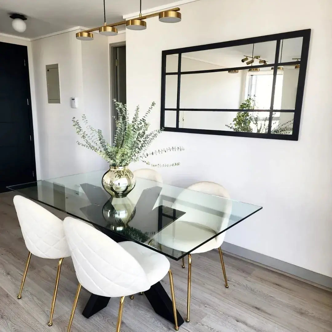 Mesa de comedor Montesilvano de vidrio en Madera Nativa Solida hecho en Chile