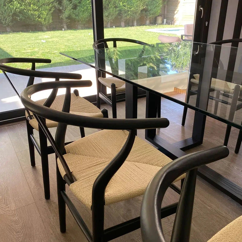 Mesa de comedor Pompeya de vidrio en Madera Nativa Solida hecho en Chile