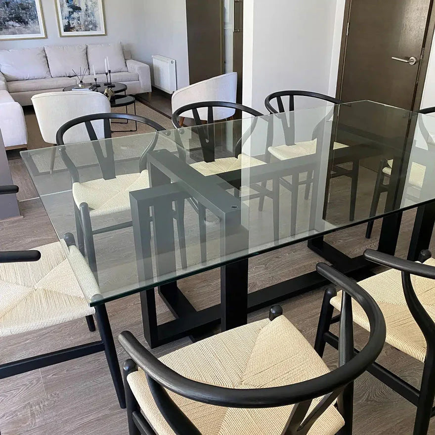 Mesa de comedor Pompeya de vidrio rectangular